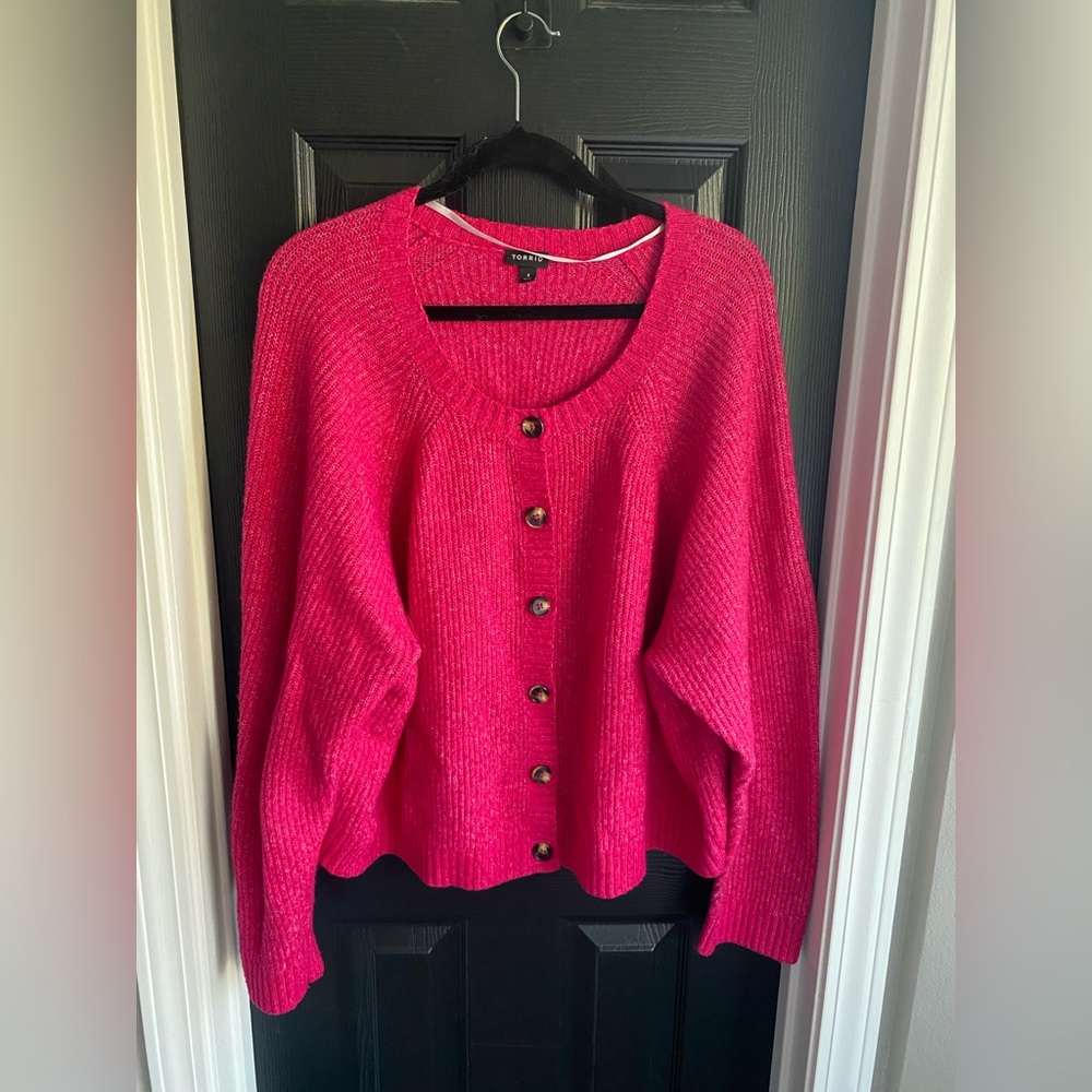Torrid Pink Button-Up Long Sleeve Curvy Cardigan-Size 4